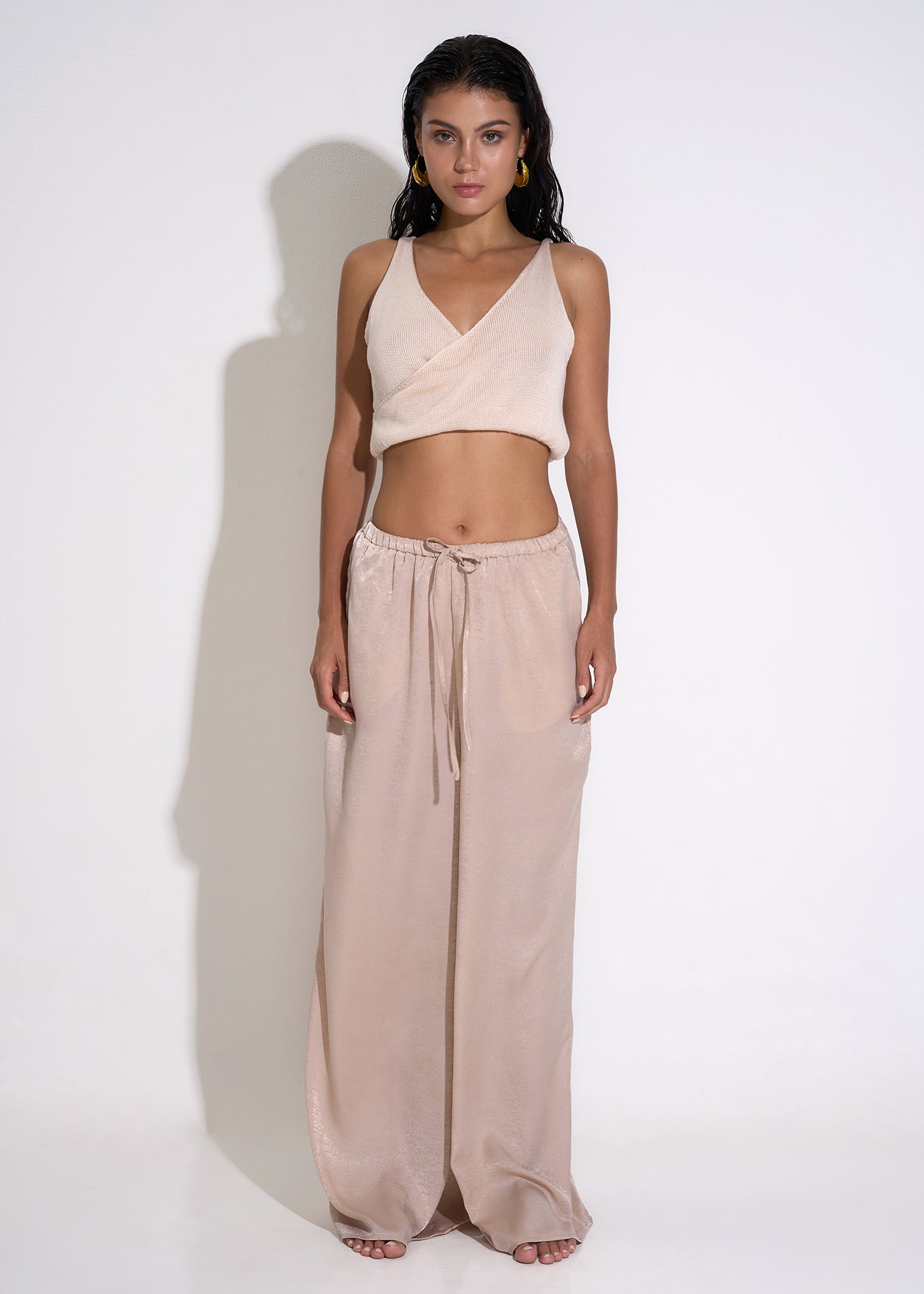 Golden Sand Luxe Palazzo Pants