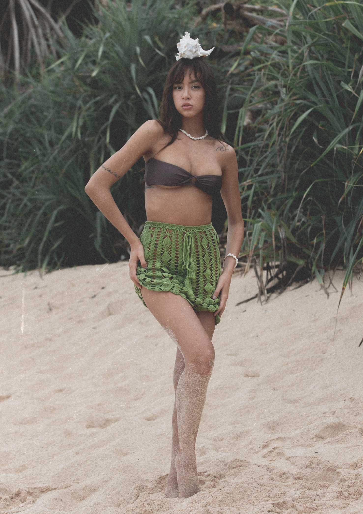 Green Diamonds Crochet Skirt