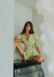 Green Farah Wrap Romper