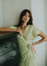 Green Farah Wrap Romper