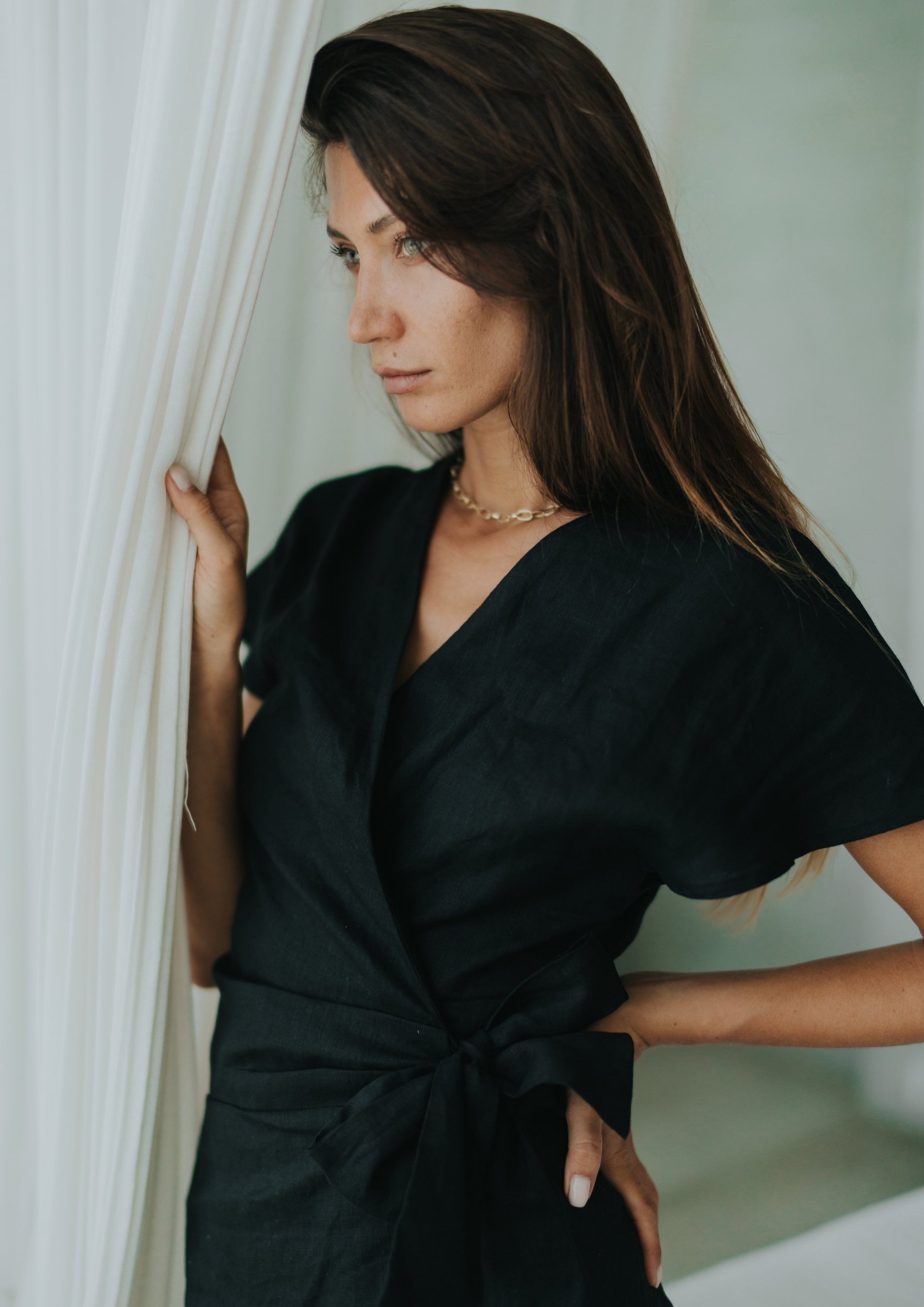Black Farah Wrap Romper