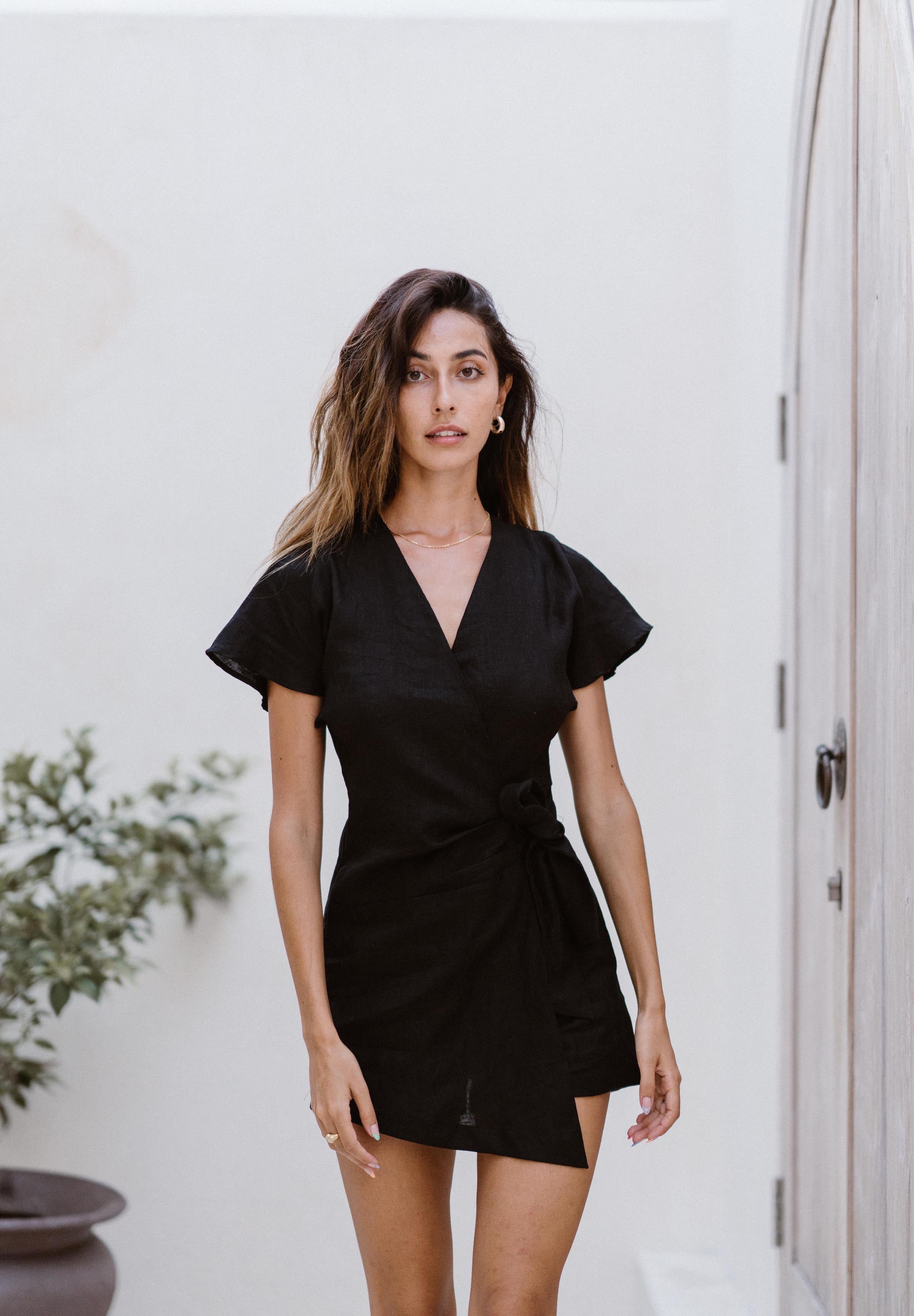 Black Farah Wrap Romper